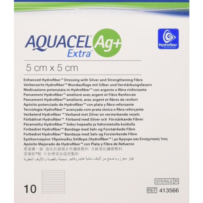 Aquacel Ag+ Extra Enhanced Hydrofiber Dressing 5cm x 5cm 413566 (x10)